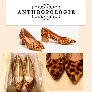 Anthropologie Imogen calf-hair leopard low pumps
